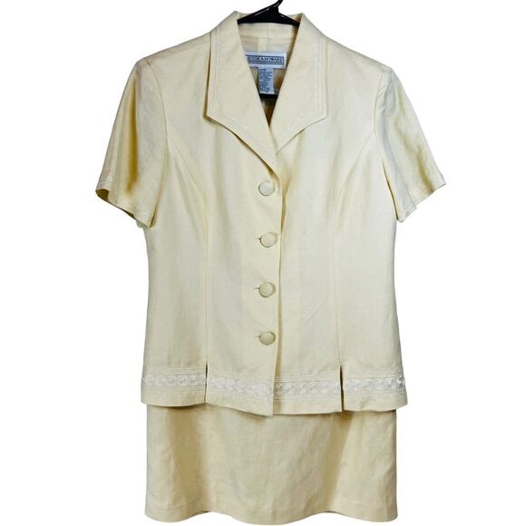 Jessica Howard Dresses & Skirts - Jessica Howard Yellow Vintage 2 Piece Skirt Set Embroidered Granny Chic Size 10‎